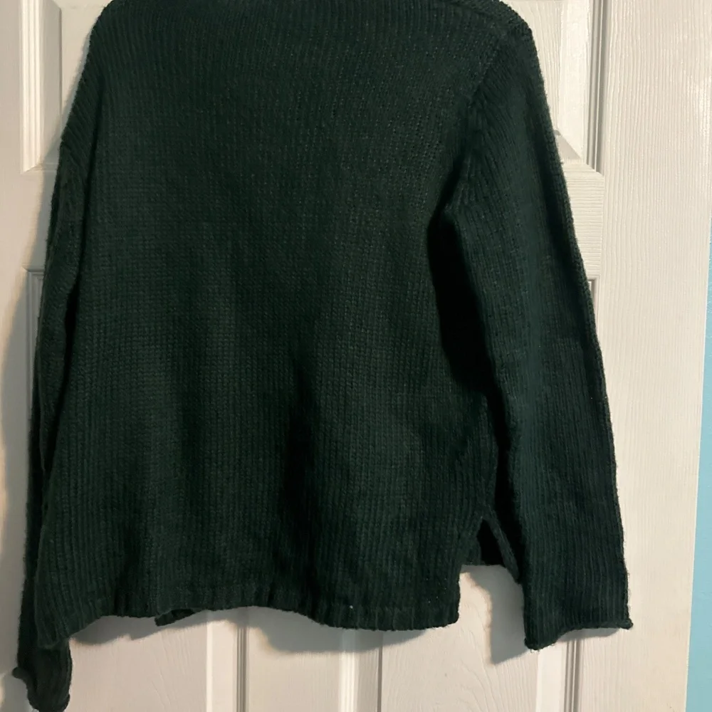 Wooden Ships "HOLIDAY CHEER" V-Neck Evergreen, Cream, Cherry Red Sweater - Picture 2 of 2